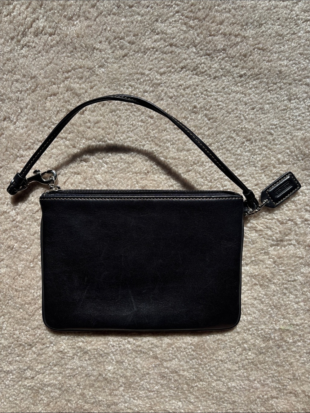 Coach Black Embossed Leather Wristlet - Picture 2 of 6